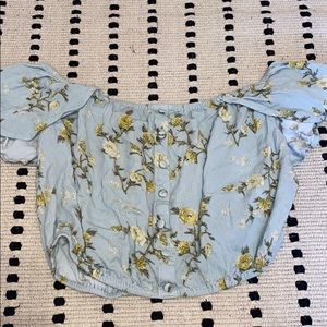 off the shoulder floral cropped top